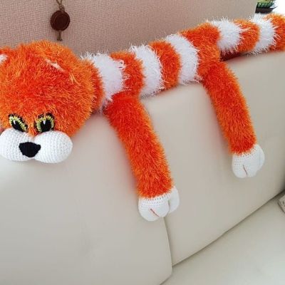 Вязаная игрушка Пушистый кот Мурзик, 115 см — фото 4
