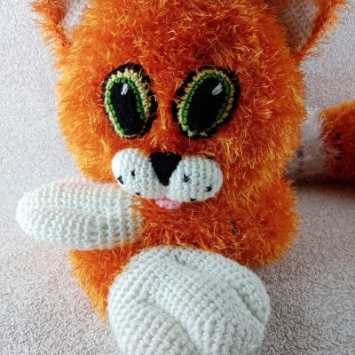 Вязаная игрушка Пушистый кот Мурзик, 115 см — фото 2
