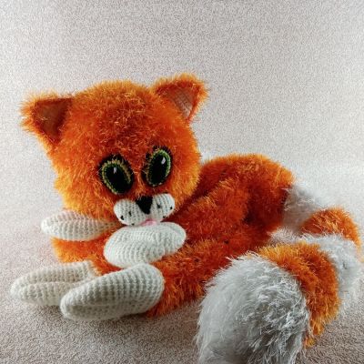 Вязаная игрушка Пушистый кот Мурзик, 115 см — фото 3