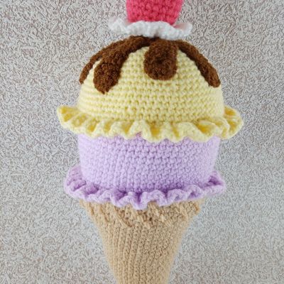 Вязаное Вкусное мороженое, 36 см — фото 1