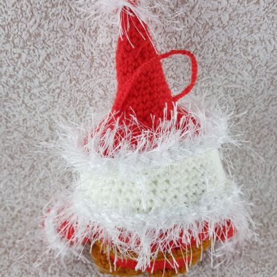 Вязаная игрушка на елку Дед Мороз, 21 см — фото 5