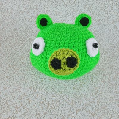 Вязаная игрушка Зеленая свинка из игры-головоломки Энгри Бердз, 12 см — фото 1