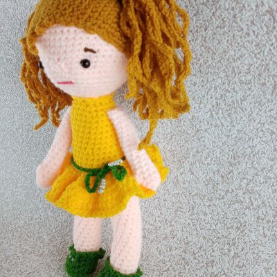 Вязаная куколка Маришка, 32 см  — фото 2