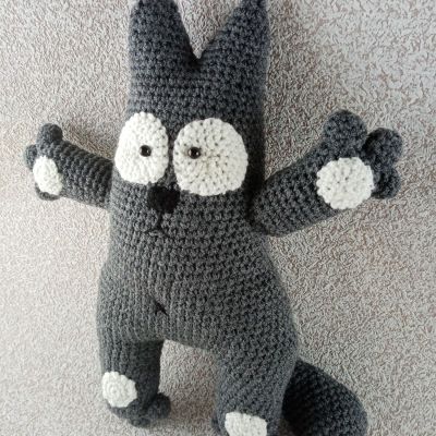 Вязаная игрушка из мультика «Кот Саймона» шаловливый кот Саймона, 36 см — фото 3