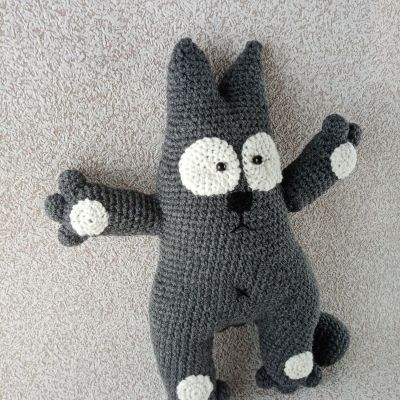 Вязаная игрушка из мультика «Кот Саймона» шаловливый кот Саймона, 36 см — фото 2