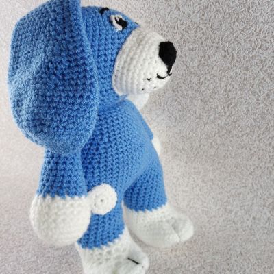 Вязаная игрушка Голубой щенок, 31×25 см — фото 5