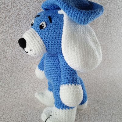 Вязаная игрушка Голубой щенок, 31×25 см — фото 6