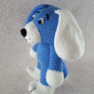 Вязаная игрушка Голубой щенок, 31×25 см — фото 4