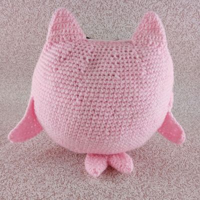 Вязаная игрушка Маленькая розовая совушка, 29×23 см — фото 5