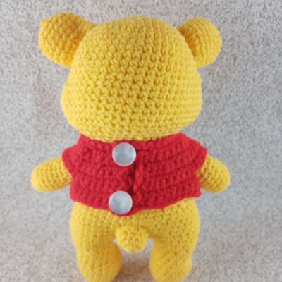 Вязаная игрушка Медвежонок в красной кофточке, 29×21 см — фото 5