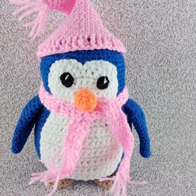 Вязаная игрушка Пингвинёнок, 22×19 см — фото 1