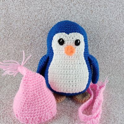 Вязаная игрушка Пингвинёнок, 22×19 см — фото 8