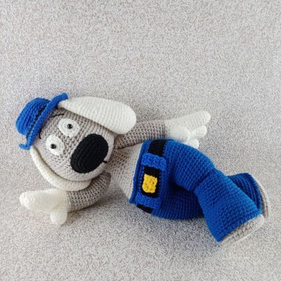 Вязаная игрушка Пёс-модник, 45 см — фото 5