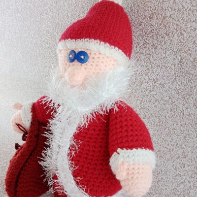 Вязаная игрушка Дед Мороз, 27 см — фото 2
